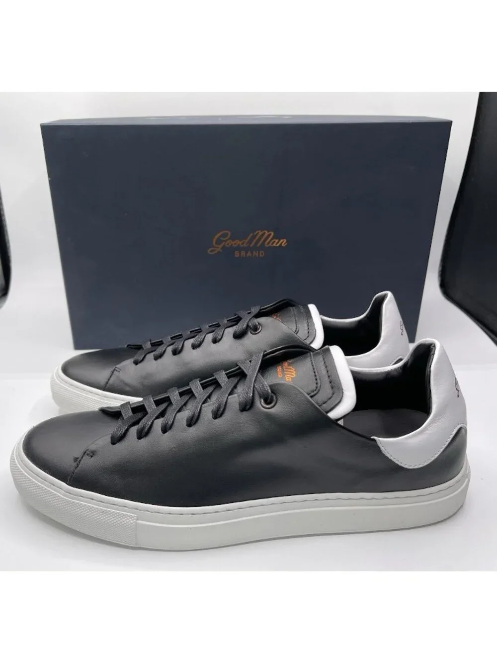 Good Man Brand Shoes Mens‎ Size 8 Black Leather Low Top Sneakers Legend Z Italy